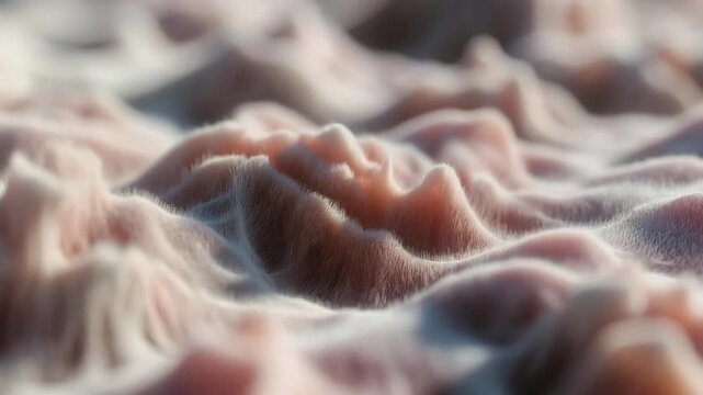 Soft close-up of fuzzy wavy surface in soft-focus style on blurred background, concept of softness and calmness