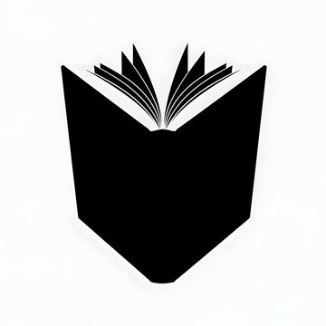 Minimalist black open book icon silhouette isolated on a white background