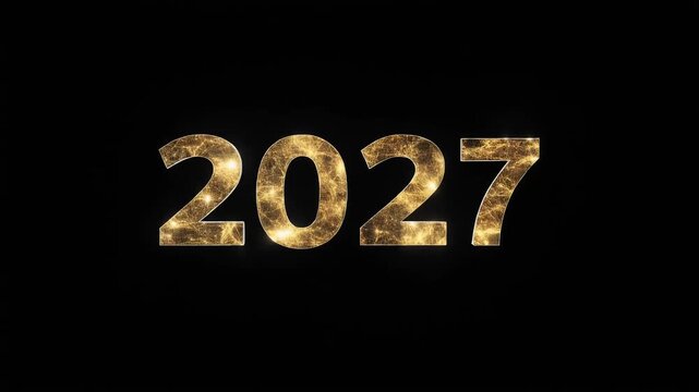 2027 with Blockchain technology texture moving sequence,clean black background