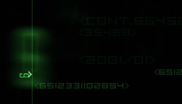Futuristic HUD Number Overlay with Digital Glitch and Green Tech Interface Animation
