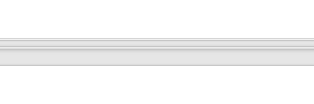 Realistic white long molding baseboard for wall or floor decor isolated on transparent background. Flat style wooden trim work skirting board, interior design domestic paneling. Vector Illustration.