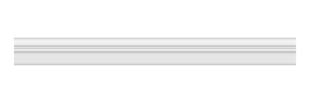 Realistic white long molding baseboard for wall or floor decor isolated on transparent background. Flat style wooden trim work skirting board, interior design domestic paneling. Vector Illustration.