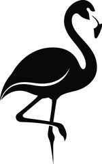 Obraz premium Flamingo silhouette vector illustration of cute pink bird wildlife design silhouette art vector nature symbol standing flamingo elegant animal artwork