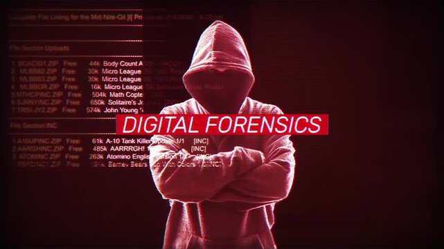 Digital forensics trendy and powerful words on digital screen message on computer screen