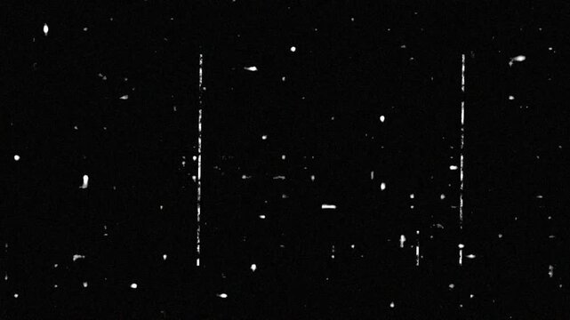 Minimalist Vintage Film Grain with Vertical Scratches and Dust on Black