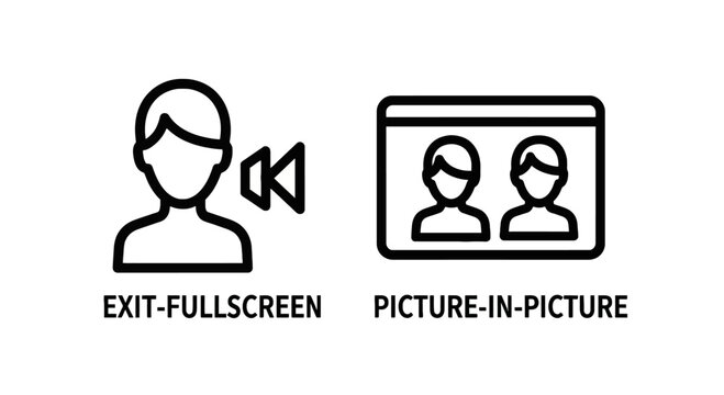 Exit fullscreen and picture-in-picture icons with fullscreen interface multitasking streaming broadcast software technology communication multiple