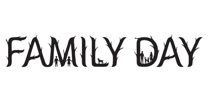 Creepy burned family day text effect Vector