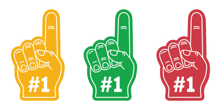 Number One Fan Foam Finger Vector Illustration for Sports Events, Championship Supporters, Stadium Cheering Accessories and Team Spirit Design