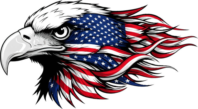 American eagle head, patriotic vector, USA flag design, bald eagle illustration