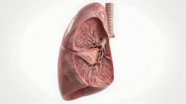 Wedge-Shaped Lung Collapse with Volume Loss, Photorealistic 3D Medical Render for Radiology and Patient Education
