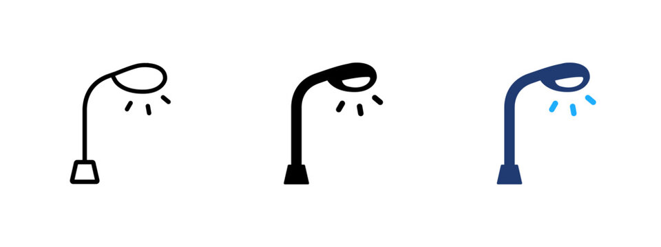 Street lamp icon. Outdoor lighting symbol. Lamp post sign. Road light pictogram for city, park, night, street, illumination and urban design.