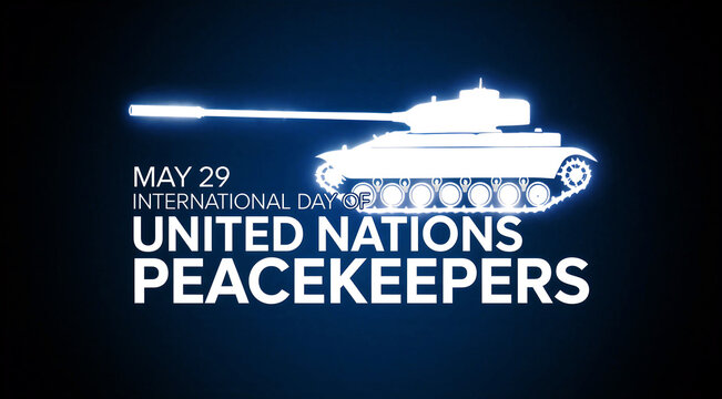 Illuminated tank silhouette design celebrating international united nations peacekeepers day in modern style