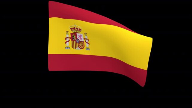 Flag of Spain &ndash; 3d render looped with alpha channel.