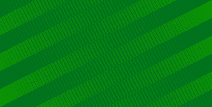 Green Geometric Background with Diagonal Gradient Stripes. Football Pitch Style Abstract Background Design. Soccer / Football Background Vector Illustration.