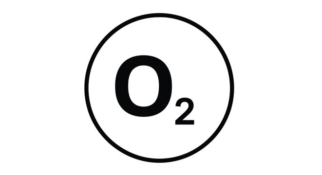 Oxygen molecule symbol with subscript two black silhouette