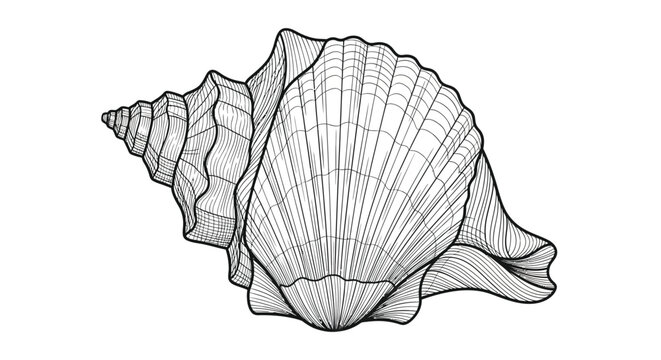 Detailed seashell silhouette on a white background silhouette