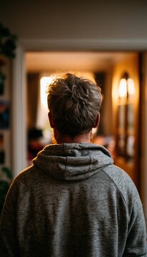 Adult entering welcoming peer support room from behind