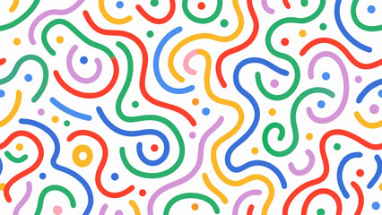 Fototapeta premium colorful abstract squiggly lines pattern on a white background playful vector illustration