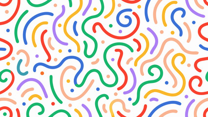 Obraz premium colorful squiggly lines pattern with dots playful abstract vector illustration on white background