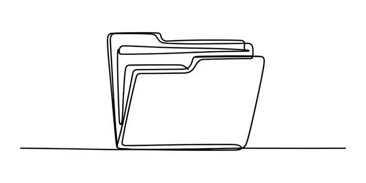 Continuous single line drawing of an office document folder for storing paper files and data records in a simple minimalist art style design Vector, illustration