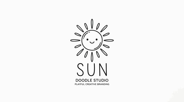 Sun logo with smiling face design.