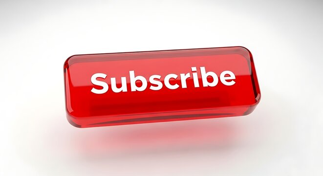 Red subscribe button isolated on white background