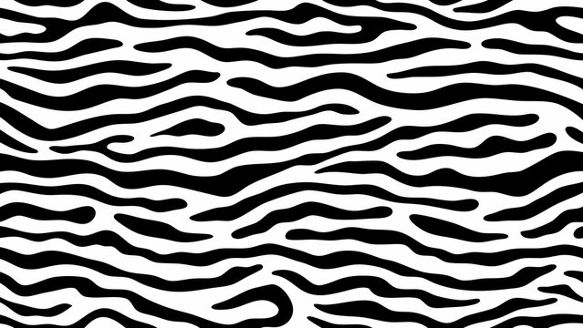 seamless black and white abstract wave pattern with organic flowing shapes on a white background