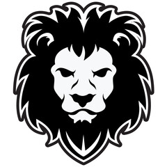 Obraz premium Stylized black and white lion face graphic design for apparel