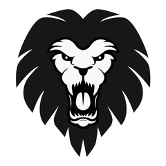 Fierce lion face silhouette with bold mane design for apparel © Vexels