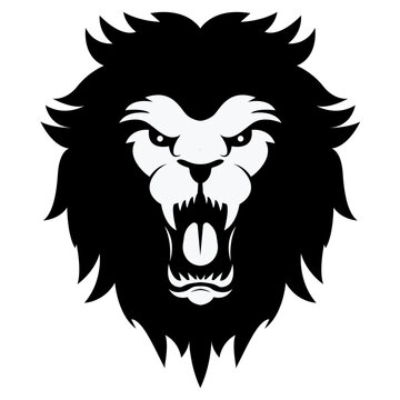 Fearsome roaring lion head graphic design
