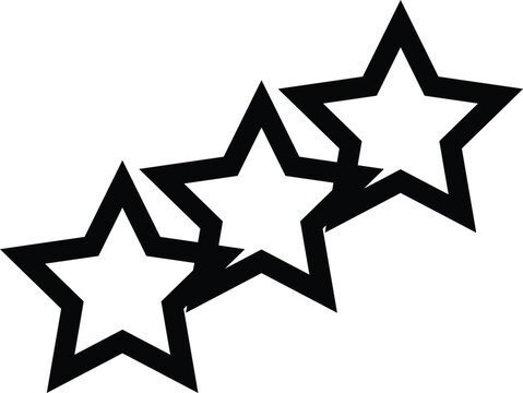 three rating stars line vector flat icon for top quality best product rank and commercial business review feedback