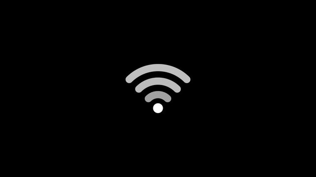 WiFi signal icon animation on transparent background, 4k wireless network connectivity loop with alpha channel for digital interface overlay.