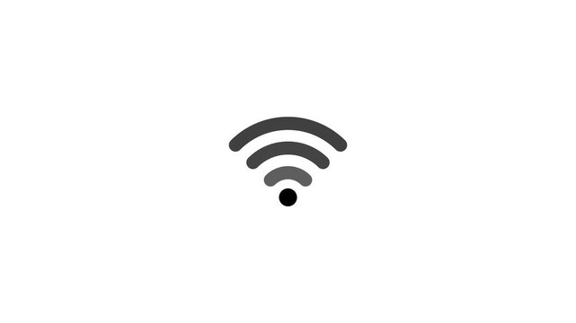 WiFi signal icon animation on transparent background, 4k wireless network connectivity loop with alpha channel for digital interface overlay.