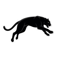 Fototapeta premium Black Panther Silhouette in Motion Running.