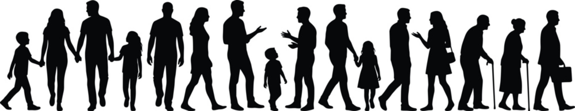 Silhouette evolution sequence of human figures from primitive to modern human evolution prehistoric