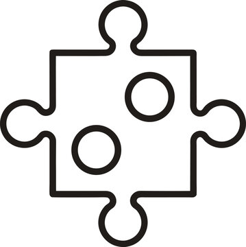 Interlocking puzzle piece with four connection tabs and two circular indentations Vector