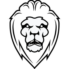 Fototapeta premium Stylized lion face emblem graphic design