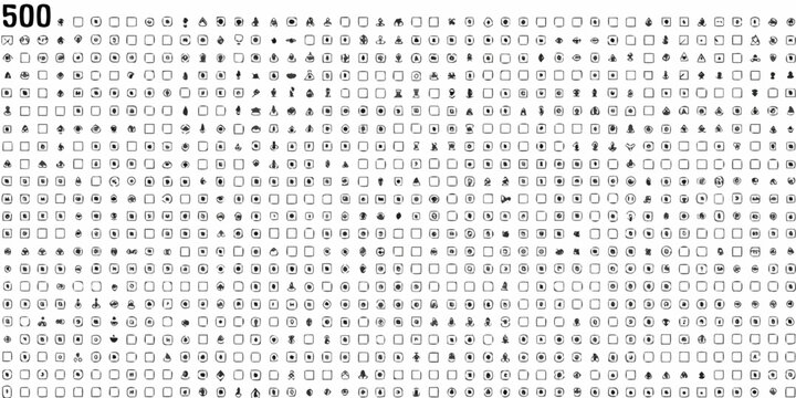 collection of five hundred line icons on white background