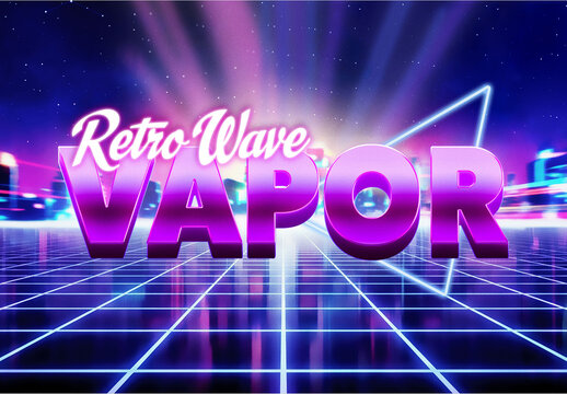 Vapor Neon Text Effect &ndash; Futuristic Typography for Logo, Poster & Branding (PSD)