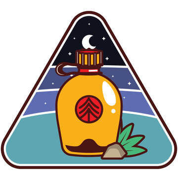 Nature-inspired water bottle design with mountain and night sky elements