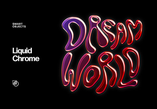Liquid Chrome Text Effect &ndash; Gradient Typography for Logo, Poster & Branding (PSD)