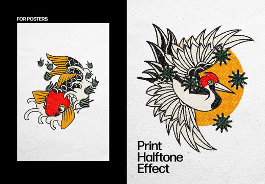 Ink Print Photo Effect &ndash; Halftone for Poster & Social Media (PSD)