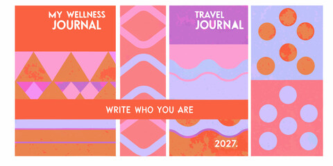 journal covers colorful abstract patterns wellness and travel themes © Raben