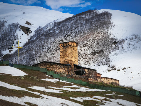Lamaria Church, Ushguli Church of the Mother of God. Georgia