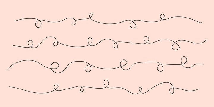 Set of squiggle loopy line vector decoration elements. EPS 10