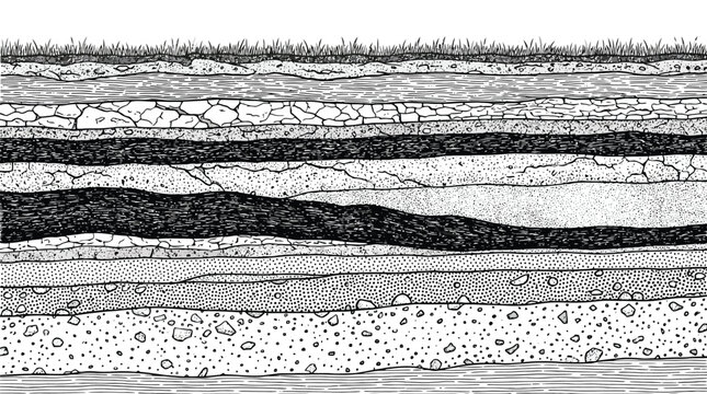 Geological Soil Layers and Underground Earth Stratigraphy Vector Illustration for Educational Diagrams, Science Textbooks & Environmental Research (EPS)