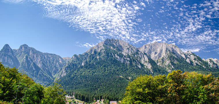 mountain landscape with blue sky and clouds