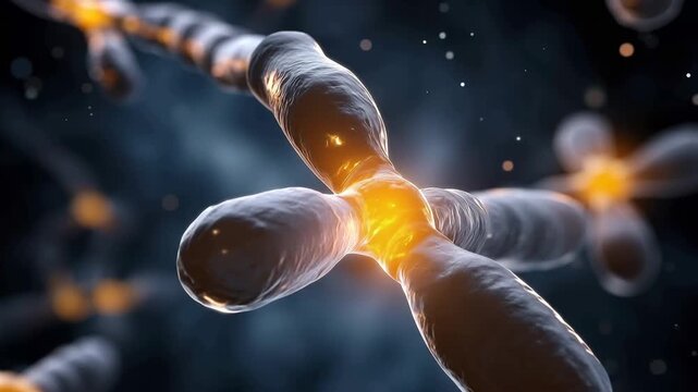 How chromosomes look, highlighting their shapes and interactions at a molecular level in a scientific setting.