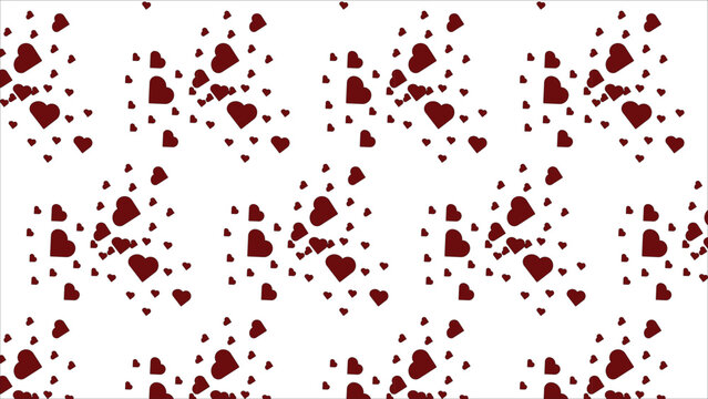 Seamless Dark Red Heart Scatter Pattern Romantic Love Vector Background for Valentine Day Gift Wrap and Creative Textile Design