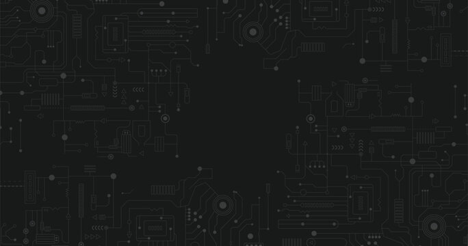 Seamless motherboard technology wallpaper on a black background.